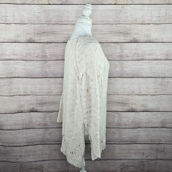 Pilcro Anthropologie Gemima Pointelle Jumper Oversized Knit White Sweater Small - Picture 5 of 8